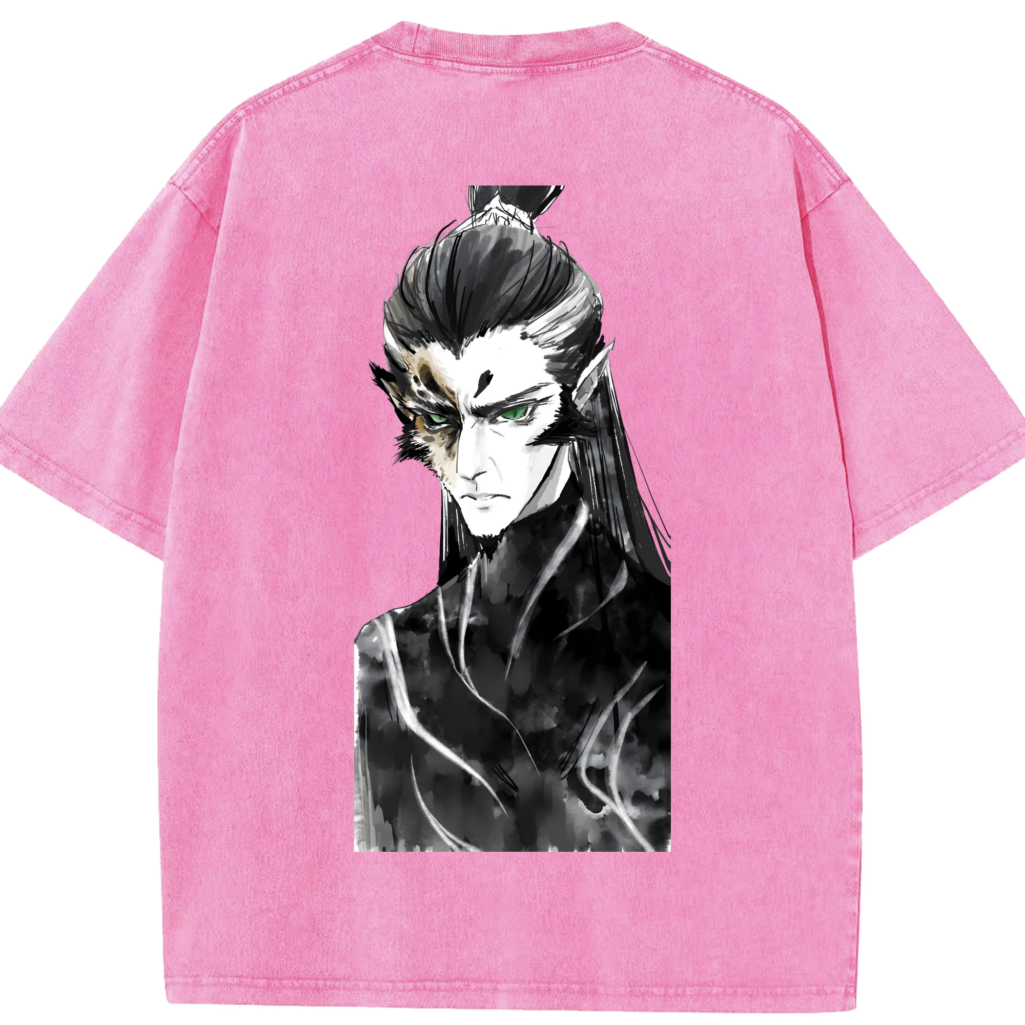 （画像用） Ne Zha 2 ナタ 魔童の大暴れ 綿100% ヴィンテージ風 半袖Tシャツ（背面プリント）
